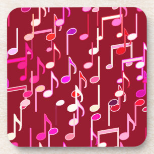 Musical Notes print - burgundy, multi Coaster