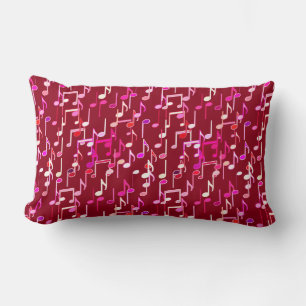 Musical Notes print - burgundy, multi Lumbar Cushion