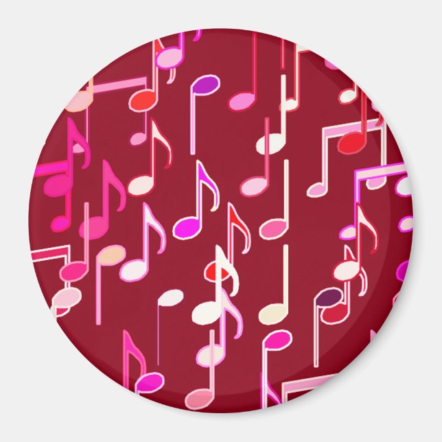 Musical Notes print - burgundy, multi Magnet (Front)