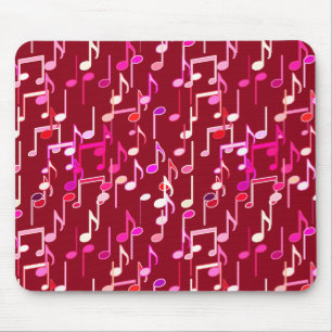 Musical Notes print - burgundy, multi Mouse Mat