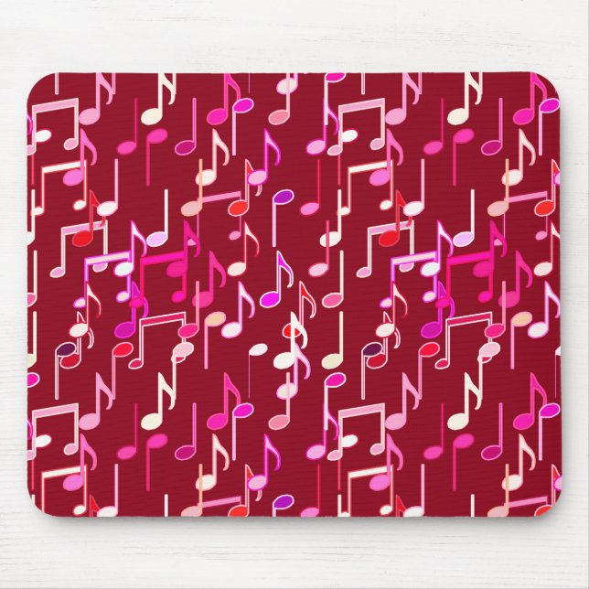 Musical Notes print - burgundy, multi Mouse Mat (Front)