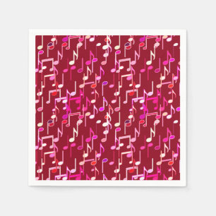 Musical Notes print - burgundy, multi Napkin