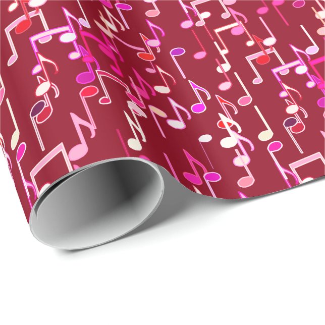 Musical Notes print - burgundy, multi Wrapping Paper (Roll Corner)
