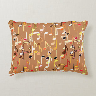 Musical Notes print - Caramel Tan, Multi Decorative Cushion