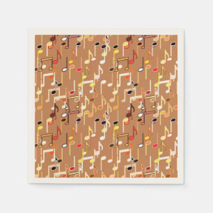 Musical Notes print - Caramel Tan, Multi Napkin