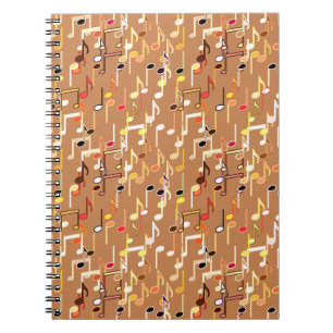 Musical Notes print - Caramel Tan, Multi Notebook