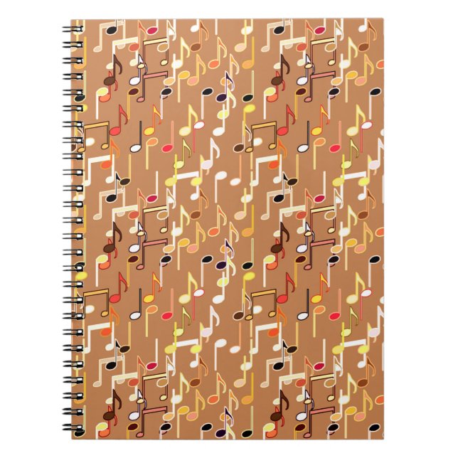 Musical Notes print - Caramel Tan, Multi Notebook (Front)