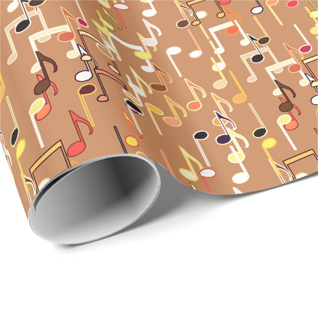 Musical Notes print - Caramel Tan, Multi Wrapping Paper (Roll Corner)