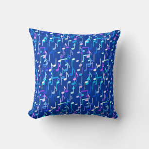Musical Notes print - indigo blue, multi Cushion