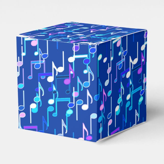 Musical Notes print - indigo blue, multi Favour Box (Front Side)