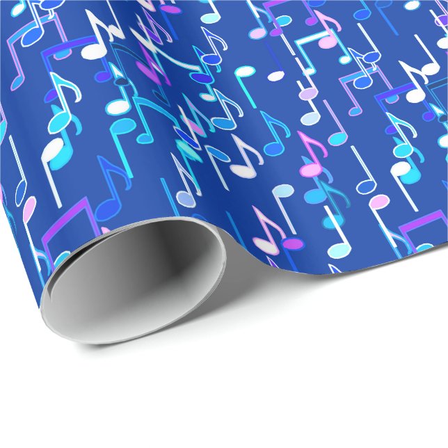 Musical Notes print - indigo blue, multi Wrapping Paper (Roll Corner)