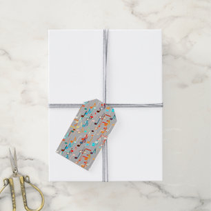 Musical Notes print - Medium Grey, Multi Gift Tags