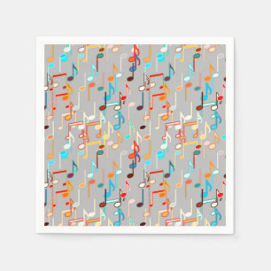 Musical Notes print - Medium Grey, Multi Napkin
