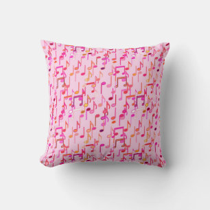 Musical Notes print - pink, multi Cushion