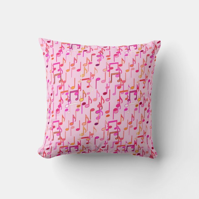 Musical Notes print - pink, multi Cushion (Front)