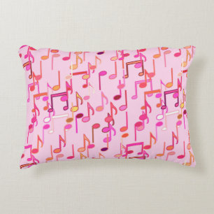 Musical Notes print - pink, multi Decorative Cushion