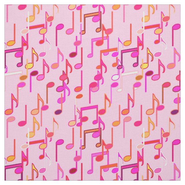 Musical Notes print - pink, multi Fabric (Swatch)