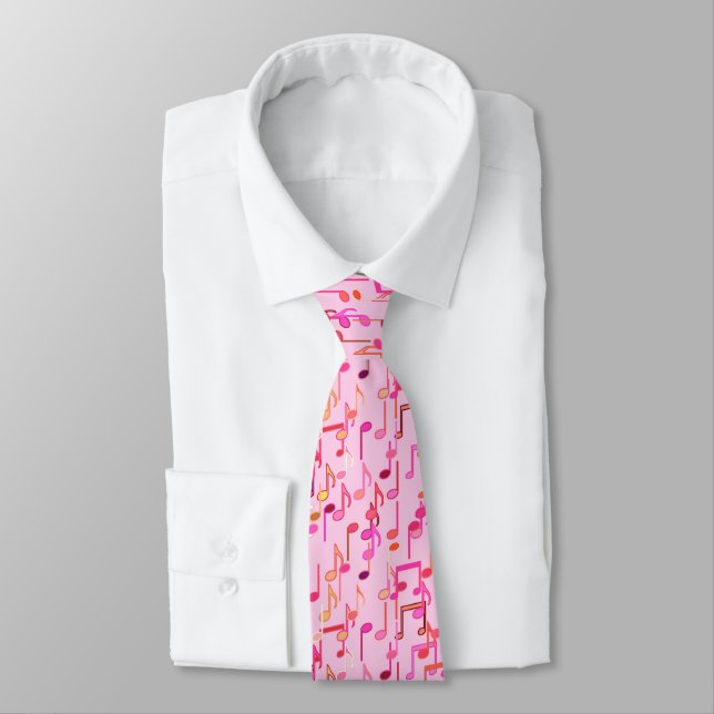 Musical Notes print - pink, multi Tie (Tied)