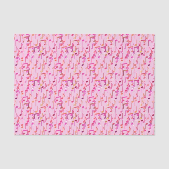 Musical Notes print - pink, multi Tissue Paper (Front)