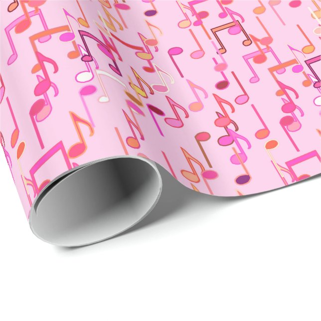 Musical Notes print - pink, multi Wrapping Paper (Roll Corner)