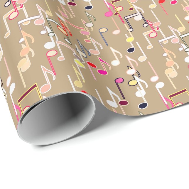 Musical Notes print - taupe tan, multi Wrapping Paper (Roll Corner)