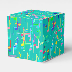 Musical Notes print - turquoise, multi Favour Box