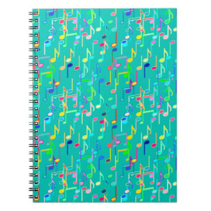 Musical Notes print - turquoise, multi Notebook