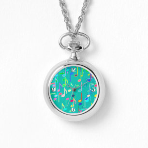 Musical Notes print - turquoise, multi Watch