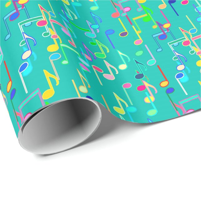 Musical Notes print - turquoise, multi Wrapping Paper (Roll Corner)