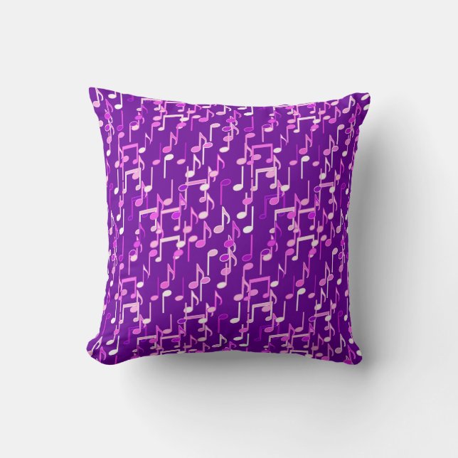 Musical Notes print - violet purple, multi Cushion (Front)