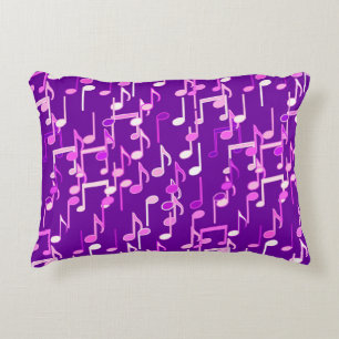 Musical Notes print - violet purple, multi Decorative Cushion