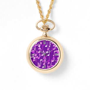 Musical Notes print - violet purple, multi Watch