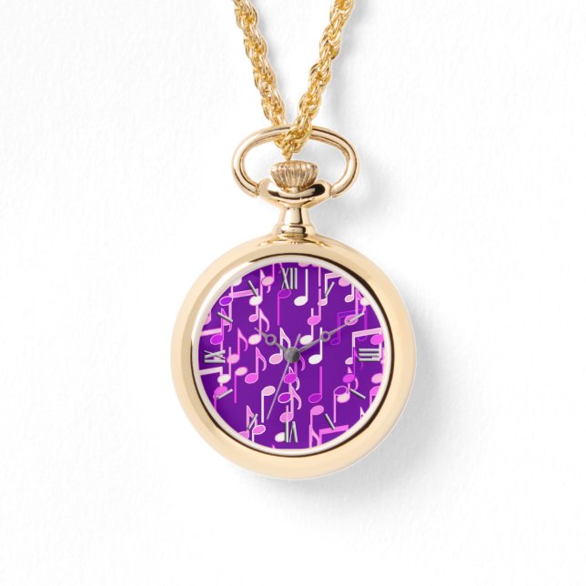 Musical Notes print - violet purple, multi Watch (Front)