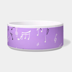 Musical Notes Purple Glow Ceramic Pet Bowl