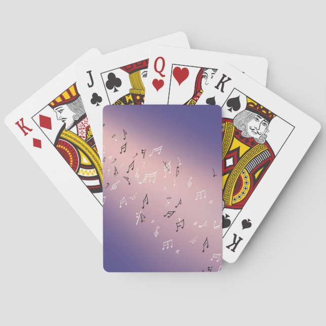 Musical Notes Purple Glow Playing Cards (Back)