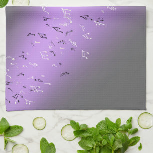 Musical Notes Purple Glow Tea Towel