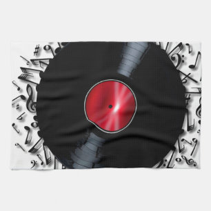 Musical Notes Record Tea Towel