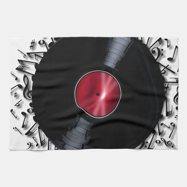 Musical Notes Record Tea Towel (Horizontal)