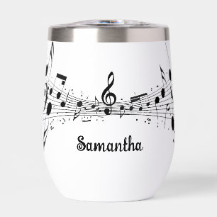 Musical Notes Score Design Thermal Wine Tumbler