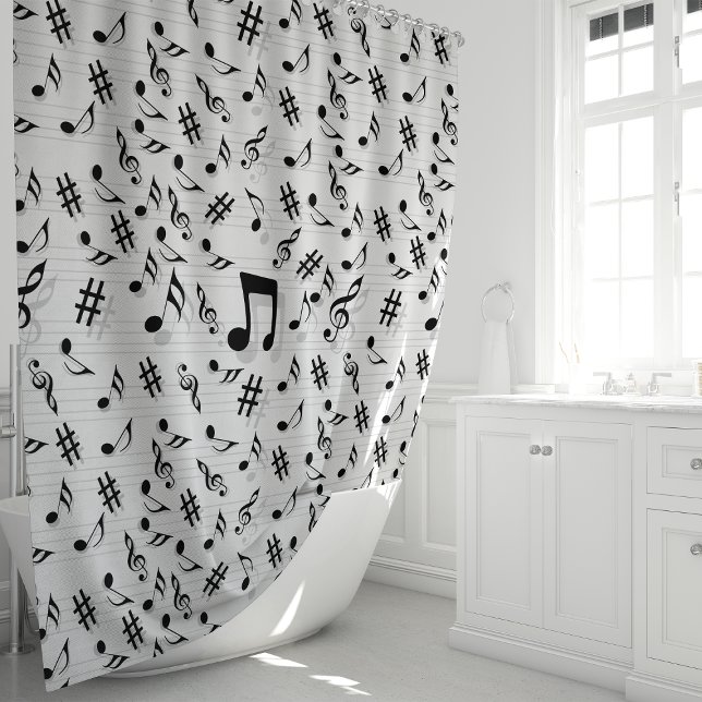 Musical Notes Shower Shower Curtain (Creator Uploaded)