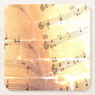 Musical Notes Square Paper Coaster