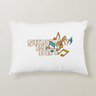 Musical Notes Sunday the Best Day Accent Pillow