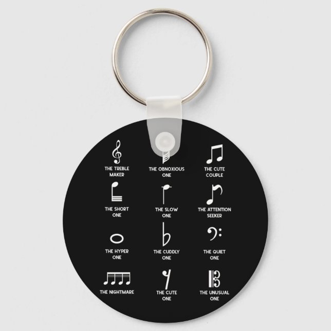 Musical Notes Symbol Definition Humor Key Ring (Front)