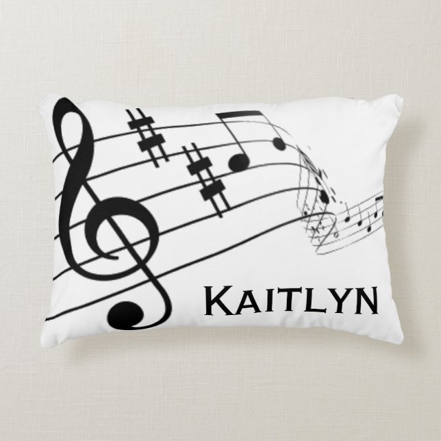 Musical Notes Treble Clef Personalised Decorative Cushion (Front)