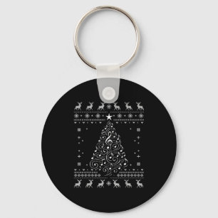 Musical Notes Tree Christmas Ugly Sweater Xmas Key Ring
