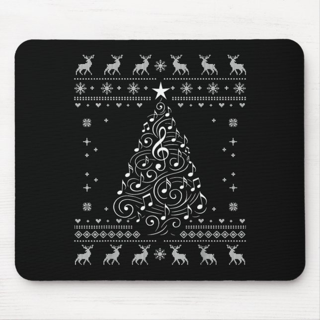 Musical Notes Tree Christmas Ugly Sweater Xmas  Mouse Mat (Front)
