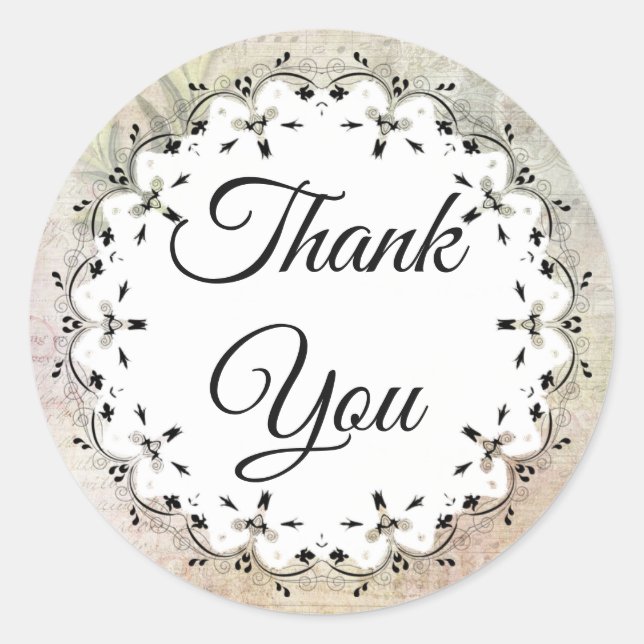 Musical Notes Vintage Thank You Stickers (Front)