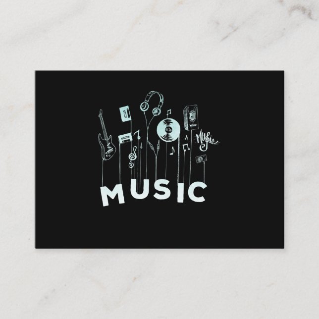 Musical Notes Vinyl Guitar Music Lover Business Card (Front)