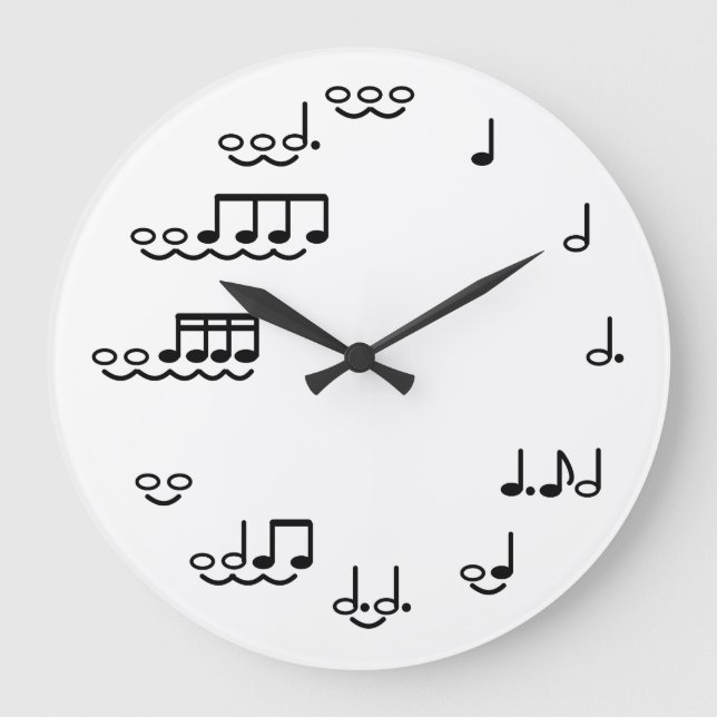 Musical Notes Whimsical Wall Clock for Musicians (Front)