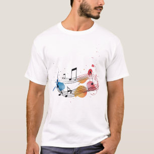 Musical Notes with Clean, Flowing Linework and Sub T-Shirt